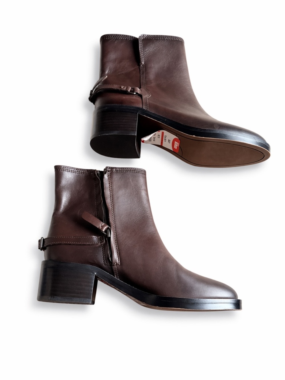 Franco Sarto Brown Leather Ankle Boots with Side Strap